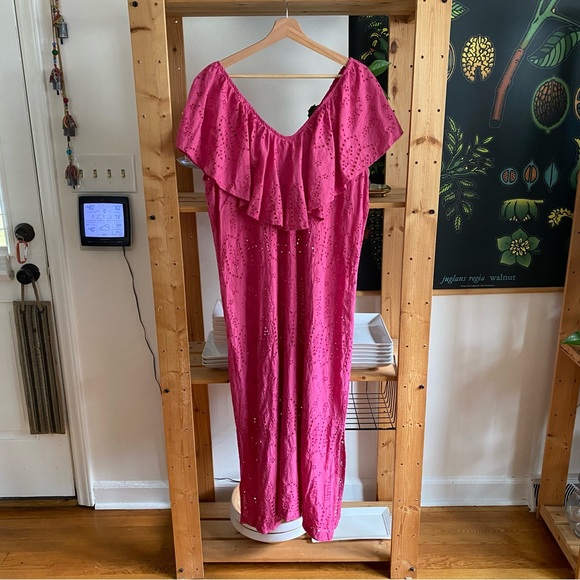 Tuckernuck Pink Floral Eyelet Caftan Midi Dress Swim Coverup - Picture 7 of 15